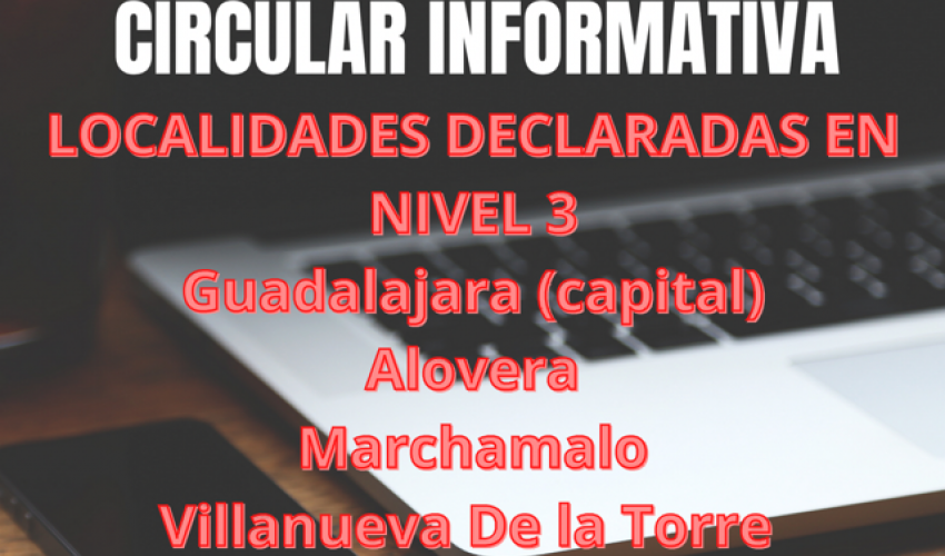 Circular Informativa - INFORMACI�N LOCALIDADES EN NIVEL 3 - GUADALAJARA CAPITAL, ALOVERA, MARCHAMALO y VILLANUEVA DE LA TORRE  - 11.01.2021 - (1)