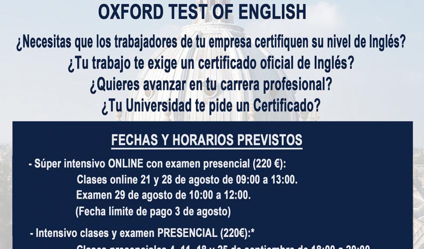 El departamento de Formaci�n de CEOE-CEPYME Guadalajara lanza los nuevos cursos intensivos preparatorios para el Oxford Test of English
