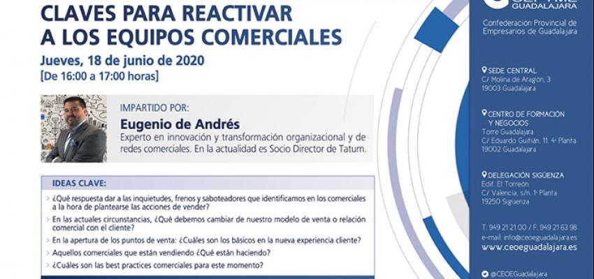 Las claves para reactivar a los equipos comerciales centrar� un nuevo webinar de CEOE-CEPYME Guadalajara