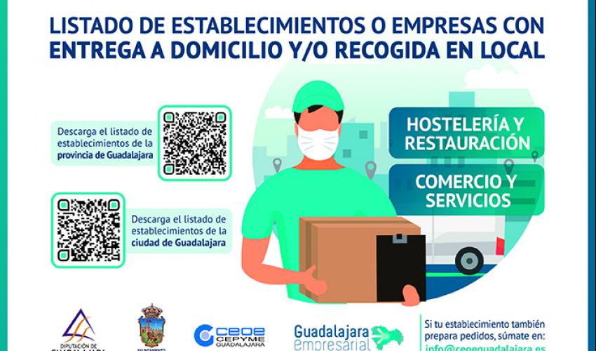 179 establecimientos de la capital y 134 de la provincia de Guadalajara ya realizan pedidos por encargo o a domicilio 