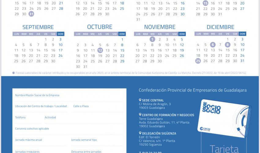Ya esta disponible en formato digital el Calendario Laboral y Fiestas Locales 2023