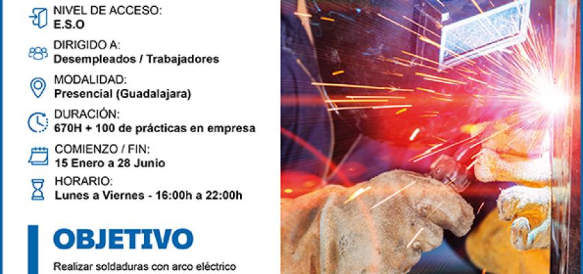�ltimas plazas para el curso  de Soldadura con electrodo revestido y TIG de CEOE-CEPYME Guadalajara