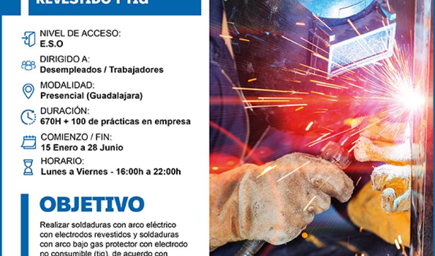 �ltimas plazas para el curso  de Soldadura con electrodo revestido y TIG de CEOE-CEPYME Guadalajara