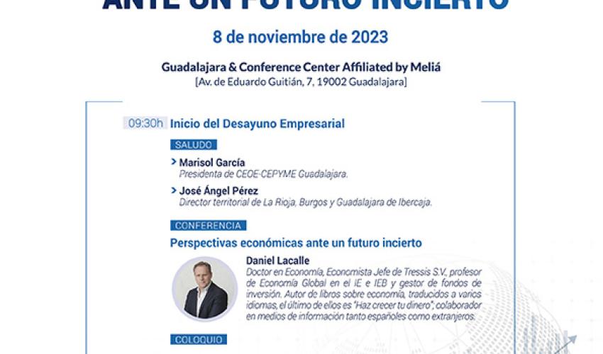 El prestigioso economista Daniel Lacalle ser� el protagonista de un nuevo desayuno con empresarios de CEOE-CEPYME Guadalajara e Ibercaja