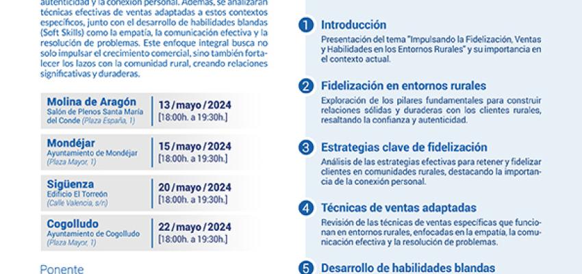 CEOE-CEPYME Guadalajara organiza un ciclo de jornadas formativas tituladas impulsando la fidelizaci�n, ventas y habilidades en los entornos rurales