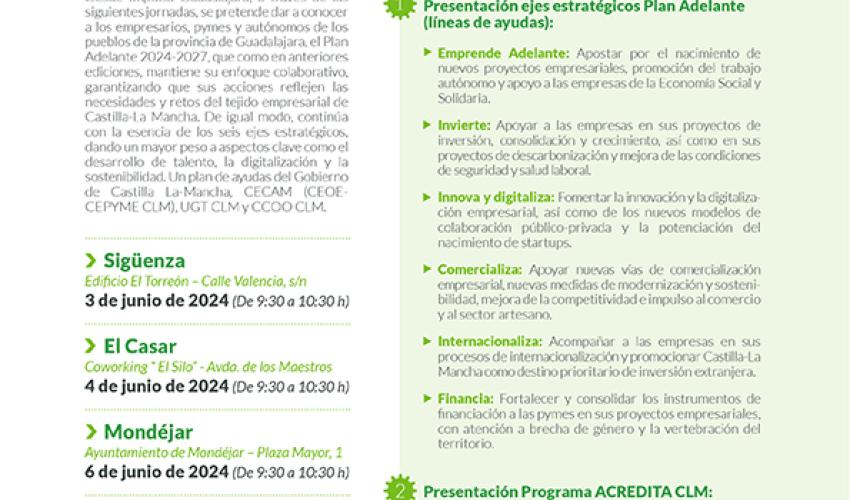 Impulsa Guadalajara organiza 4 jornadas informativas sobre las ayudas a empresas, pymes y aut�nomos del Plan Adelante 2024-2027