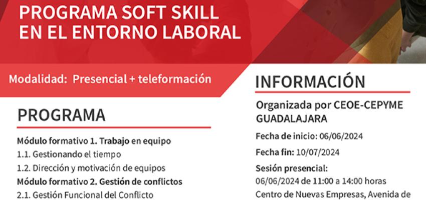 CEOE-CEPYME Guadalajara organiza el programa soft skill en el entorno laboral