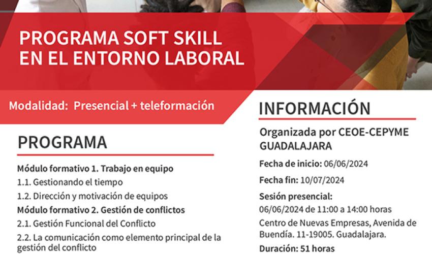 CEOE-CEPYME Guadalajara organiza el programa soft skill en el entorno laboral