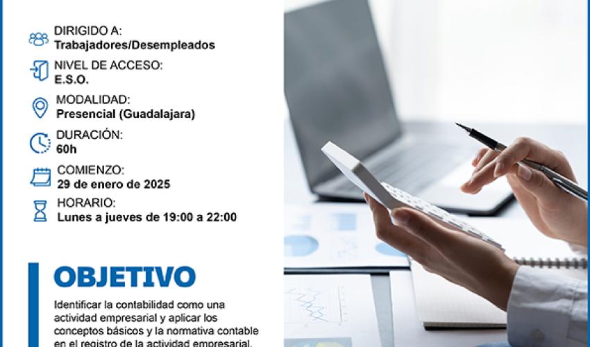 �ltimas plazas para los cursos gratuitos de Contabilidad B�sica y Gesti�n Operativa de Tesorer�a de CEOE-CEPYME Guadalajara