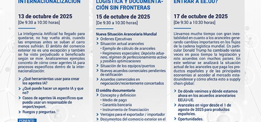 Durante el mes de octubre tendr�n lugar tres nuevas jornadas virtuales de comercio exterior organizadas por CEOE-CEPYME Guadalajara