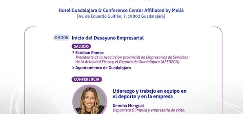 Gemma Mengual protagonista del desayuno deportivo empresarial de APEDEGU, CEOE-CEPYME Guadalajara y el Ayuntamiento de Guadalajara
