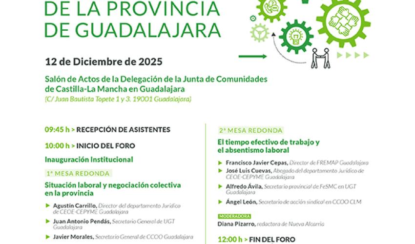 Impulsa Guadalajara organiza el IV Foro de Relaciones Laborales de la provincia de Guadalajara el pr�ximo 12 de diciembre