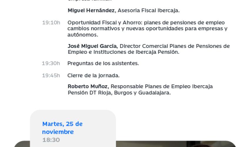 CEOE-CEPYME Guadalajara participar� en la jornada que Ibercaja ha organizado bajo el t�tulo Optimiza el futuro financiero de tu empresa