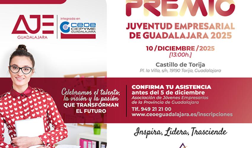 Juan Carlos Pajares, premio Juventud Empresarial 2025 en los premios AJE Guadalajara 