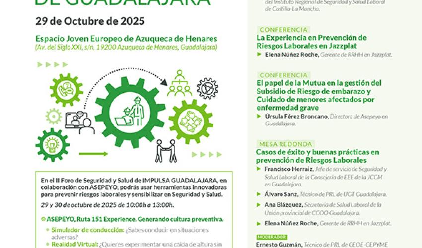 Impulsa Guadalajara organiza el II foro de Seguridad y Salud Laboral que se desarrollar� en Azuqueca