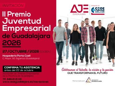 Sandra Calavia y Amadeo de fe, de AF Motorsport, ganadores de la II edici�n de los premios Juventud Empresarial de AJE Guadalajara