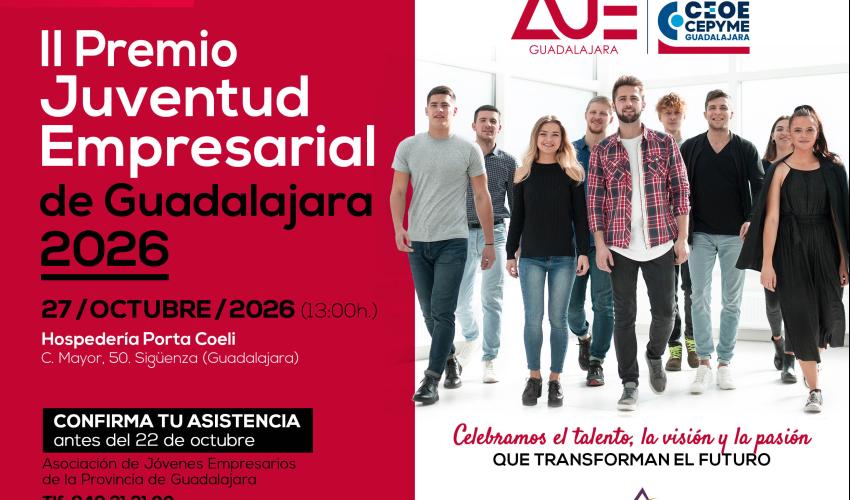 Sandra Calavia y Amadeo de fe, de AF Motorsport, ganadores de la II edici�n de los premios Juventud Empresarial de AJE Guadalajara