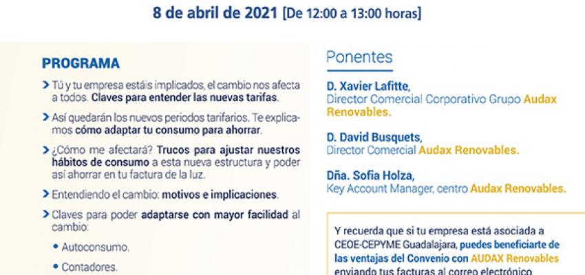 CEOE-CEPYME Guadalajara organiza un webinar donde desvelar� las claves de las nuevas tarifas de luz y c�mo las empresas pueden ahorrar en sus costes energ�ticos