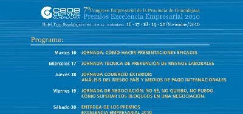 El martes 16 de noviembre comienza el 7� Congreso Empresarial de CEOE-CEPYME Guadalajara