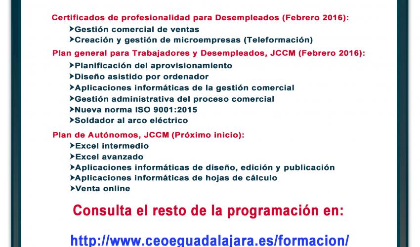 El departamento de Formaci�n de CEOE-CEPYME Guadalajara programa 31 nuevos cursos