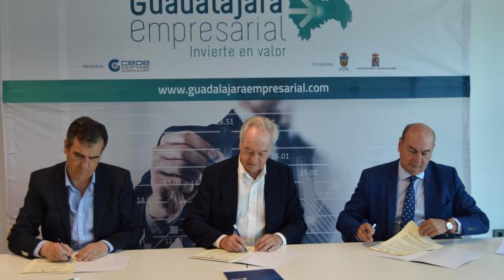 Diputaci�n provincial, Ayuntamiento y CEOE-CEPYME Guadalajara, firman el Convenio del proyecto “Guadalajara Empresarial”