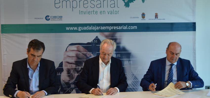 Diputaci�n provincial, Ayuntamiento y CEOE-CEPYME Guadalajara, firman el Convenio del proyecto “Guadalajara Empresarial”
