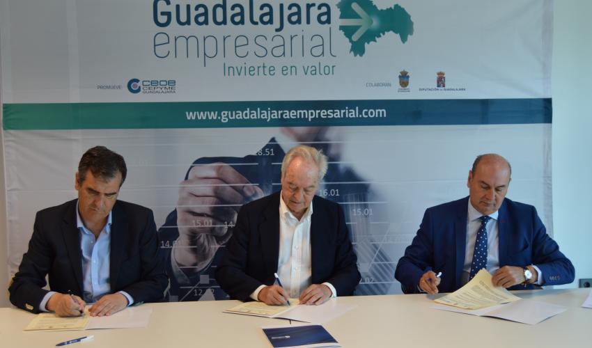 Diputaci�n provincial, Ayuntamiento y CEOE-CEPYME Guadalajara, firman el Convenio del proyecto “Guadalajara Empresarial”