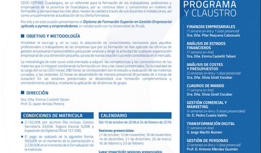 CEOE-CEPYME Guadalajara presenta el curso de gesti�n empresarial aplicada a pymes y emprendedores