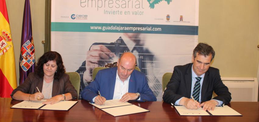 Diputaci�n Provincial, Ayuntamiento y CEOE-CEPYME Guadalajara renuevan el convenio del proyecto “Guadalajara Empresarial”