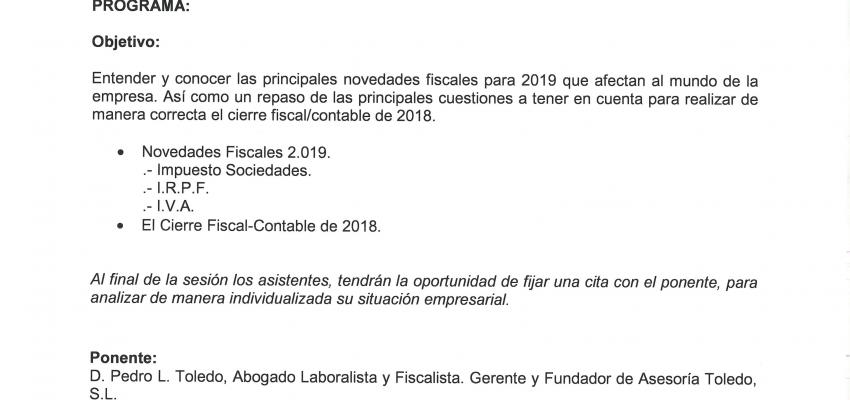 CEOE-CEPYME Guadalajara desarrollar� una jornada sobre las novedades fiscales para 2019 y el cierre fiscal/contable 2018 