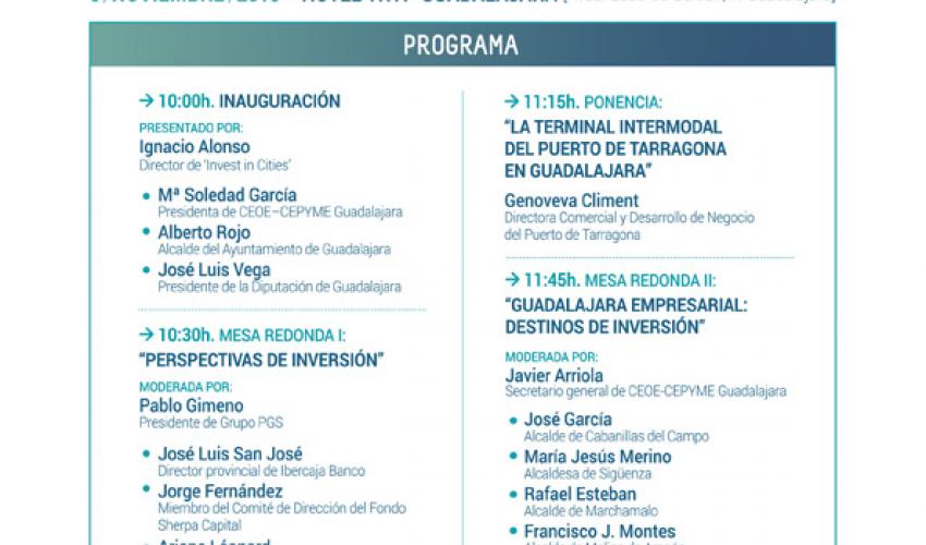 El II encuentro de inversi�n de Guadalajara se celebrar� el pr�ximo 6 de noviembre