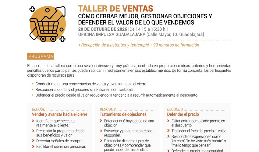 FEDECO-Comercio - TALLER DE VENTAS: C�MO CERRAR MEJOR, GESTIONAR OBJECIONES Y DEFENDER EL VALOR DE LO QUE VENDEMOS 